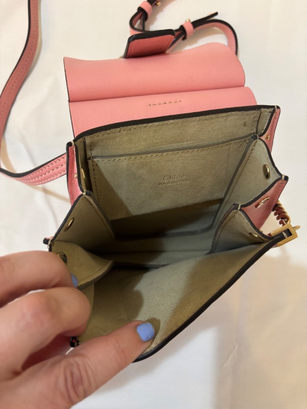 Chloe Suede Calfskin Mini Faye Bracelet Bag Pink Pre-Owned - Picture 11 of 14